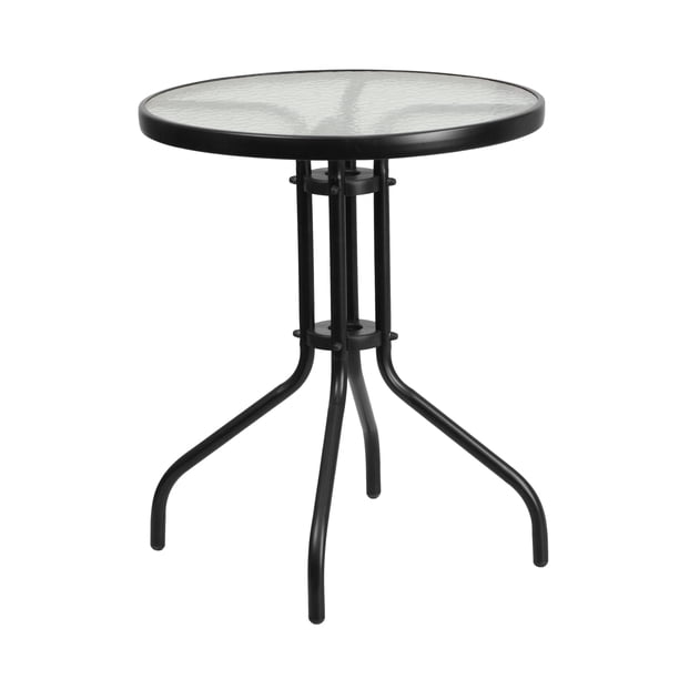 Flash Furniture 23.75'' Round Tempered Glass Metal Table