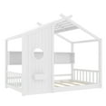thumbnail image 3 of Miniyam Twin Size Montessori Floor House Bed with Roof Design and Storage Shelf for Kids, White, 3 of 7