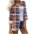 thumbnail image 3 of Uootdi Plaid Long Sleeve Shirts for Women Collared Button Down Dressy Rolled Up Blouse Business Casual Work Tops Gift, 3 of 7