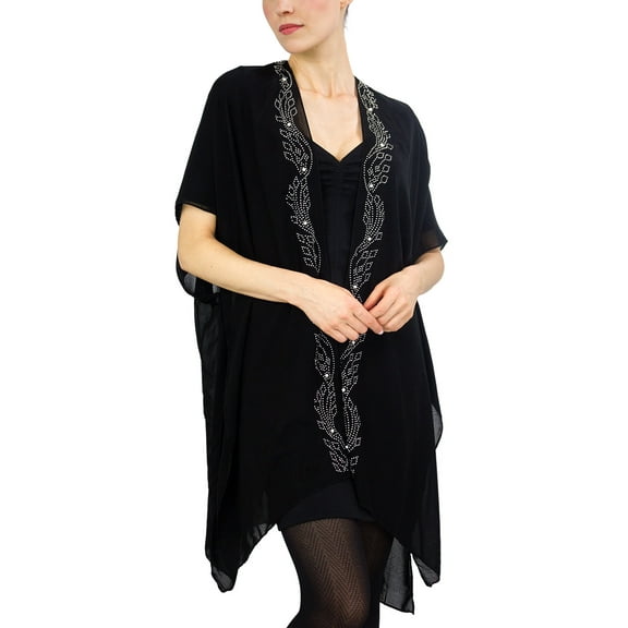 WAVY KIMONO W/PEARLS & STD LEAF BD