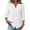 White-96, variant on Perfectbot Women's Collarless Button Down Shirt, 3/4 Sleeve Cotton Linen Tunic Blouse with Curved Hem