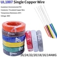 thumbnail image 2 of Cable de un solo núcleo de 5 m/50 m, cable de cobre estañado de PVC UL1007, cable sólido de 14/16/18/20/22/24/26 AWG, cable eléctrico para equipos de bricolaje, 2 of 5