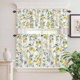 thumbnail image 6 of Summer Fruit Curtain Valances Set Lemon Green Leaf Blue Wildflowers Country Kitchen Curtains 24&nbsp;inch Length Rod Pocket Valance and Tiers 3 Piece Set Small Bedroom Bathroom Laundry Decor, 6 of 9
