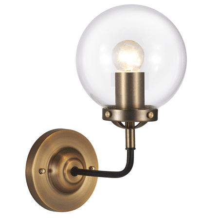 

A Touch of Design 1-Light Glass Globe Dimmable Vanity Wall Light Black and Gold