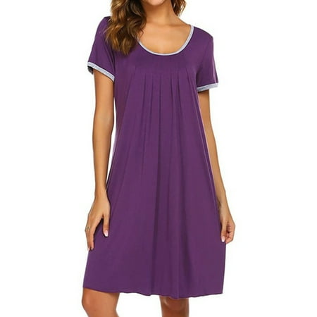 

Nightgowns for Womens Short Sleeve Sleepwear Crew Neck Nightshirt Comfy Sleep Shirt Loungewear Pajamas Nightwear