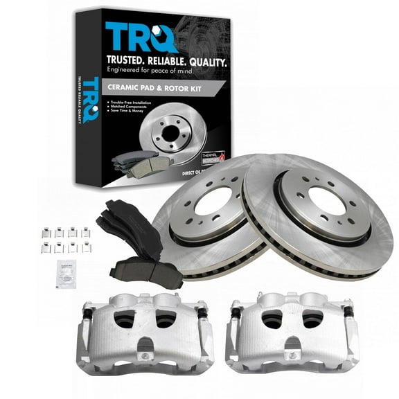 TRQ Front Brake Pad & Rotor Kit Brake Caliper Brake Pads Brake Rotor Ceramic Vented Fits Select 2010-2017 Ford Expedition 2010-2011 F-150 2011-2017 Lincoln Navigator