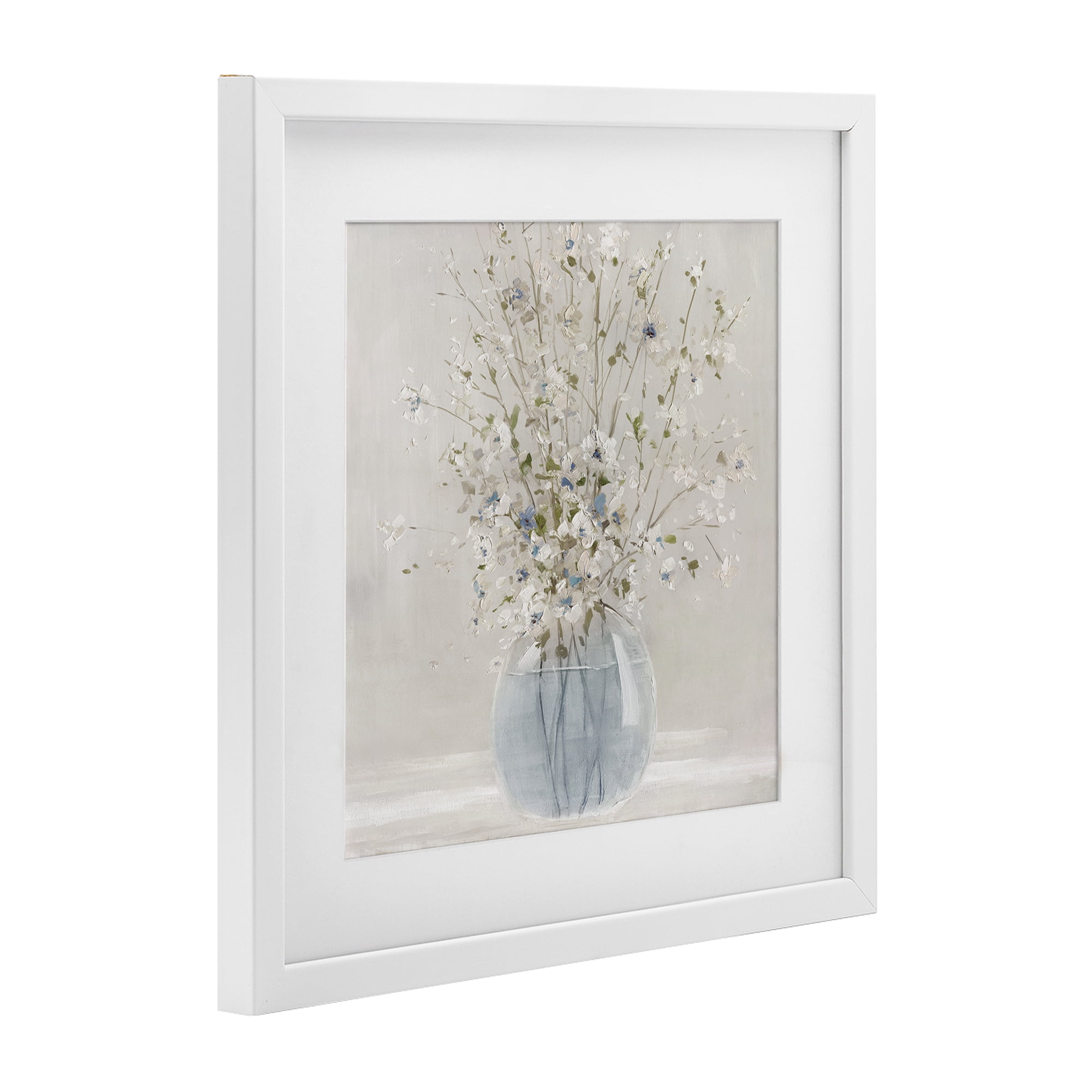 Stupell Industries Serene Glass Vase Bouquet White Framed Print Under Glass, design by Carol Robinson
