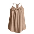 thumbnail image 4 of Women's Spaghetti Strap Sleeveless Tank Tops with Built in Bra Racerback Loose Flowy Beach Camis Lightweight Casual Summer Blouses Khaki, 4 of 6