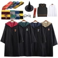 thumbnail image 2 of Capa de Slytherin Potter para niños y adultos, disfraz de Halloween, Cosplay de Navidad, capa con corbata, bufanda, falda de vestido de varita, 2 of 4