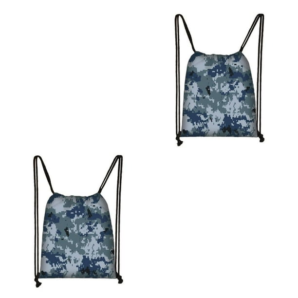 Guardurnaity con cordón para deporte, gimnasio, natación, baile, impermeable, ropa de cuerda, plegable, paquete grueso de camuflaje, para Azul 2piezas