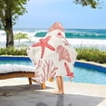 thumbnail image 3 of Yayeee Kids Hooded Towels Toddler Soft Absorbent Beach Bathing Wrap 50" x 23.5", Starfish Seashell, 3 of 5