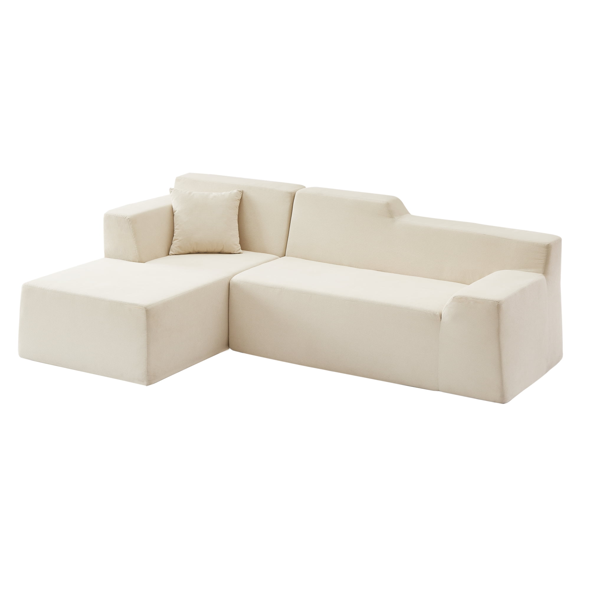 Leumius 96" Modular Sectional Sofa Couches,L-Shape Couch 3 Seat Modular Sofa Memory Foam Sectional Couches for Living Room, Cloud Couch with Oversized Chaise(Beige,Left Facing Chaise)