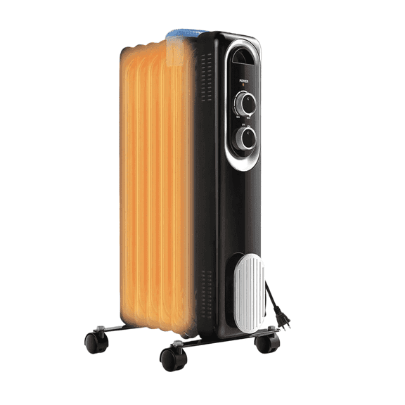 Casabay 1500W Oil Filled Radiator Heater, Portable Electric Space Heater with 3 Heat Settings, Fast Heating & Noiseless Operation for Living Room, Bedroom and Home Office, Black