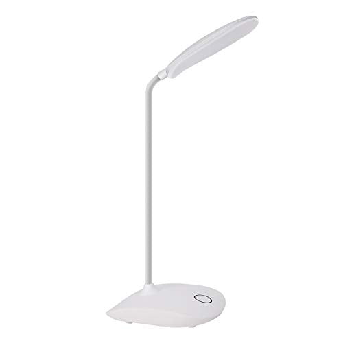 LATEK 5W LED Reading Light Flexible Neck Desk Lamp 5V 2A White HL-TJ8010C-W Smart 3 Modes & 5 Dimming Levels Office Desk Bedroom Dimmable Clamp Light for Bed Headboard