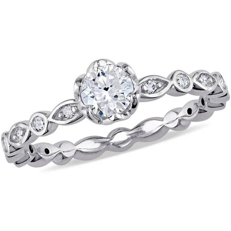 Miabella 1/2 Carat T.W. Diamond 14kt White Gold Scalloped Engagement Ring