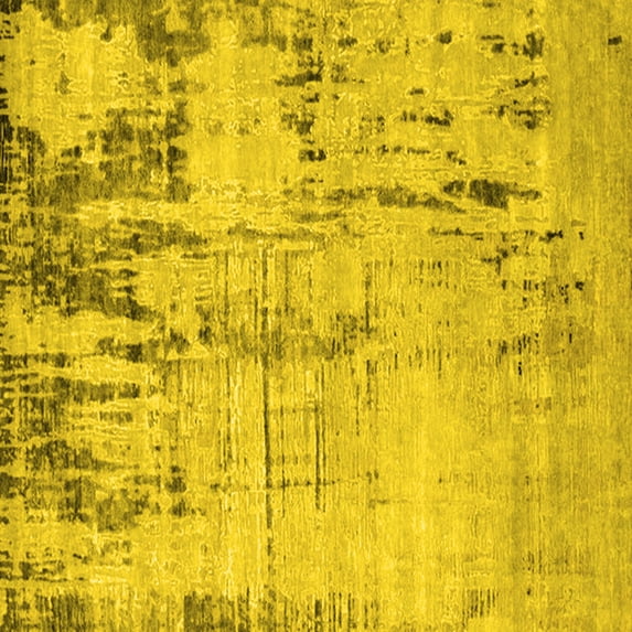 Ahgly Company Machine Washable Indoor Square Oriental Yellow Industrial Area Rugs, 4' Square