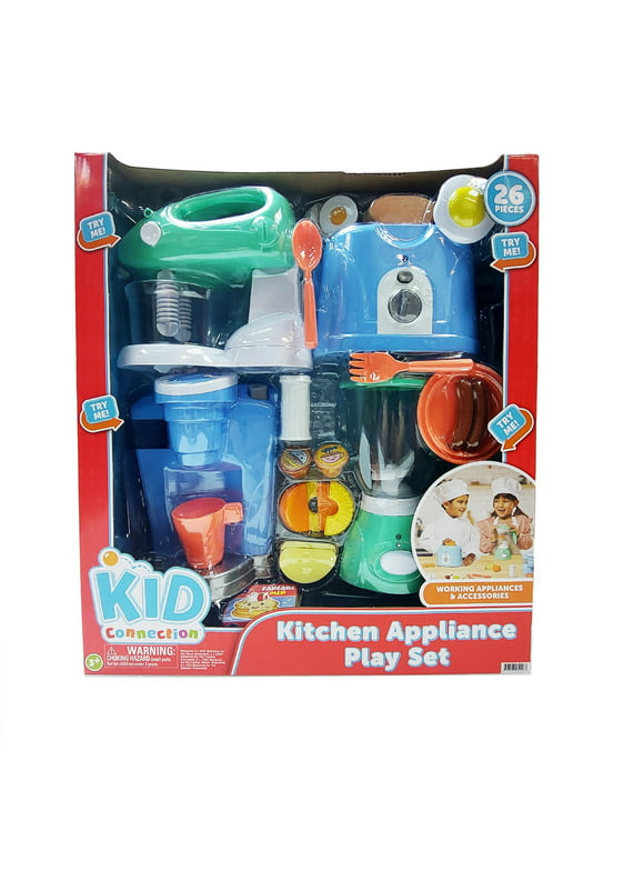 Kid Connection Kitchen Appliance Play Set with 4 Electronic Functioning Pretend Play Appliances and Play Food - 26 Pieces