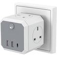 thumbnail image 1 of Adaptador de enchufe múltiple con USB C, adaptador de enchufe de 4 vías, extensión de enchufe de pared, extensor de cubo de alimentación conmutado de 16 A para viajes, hogar, oficina, cocina, 1 of 4