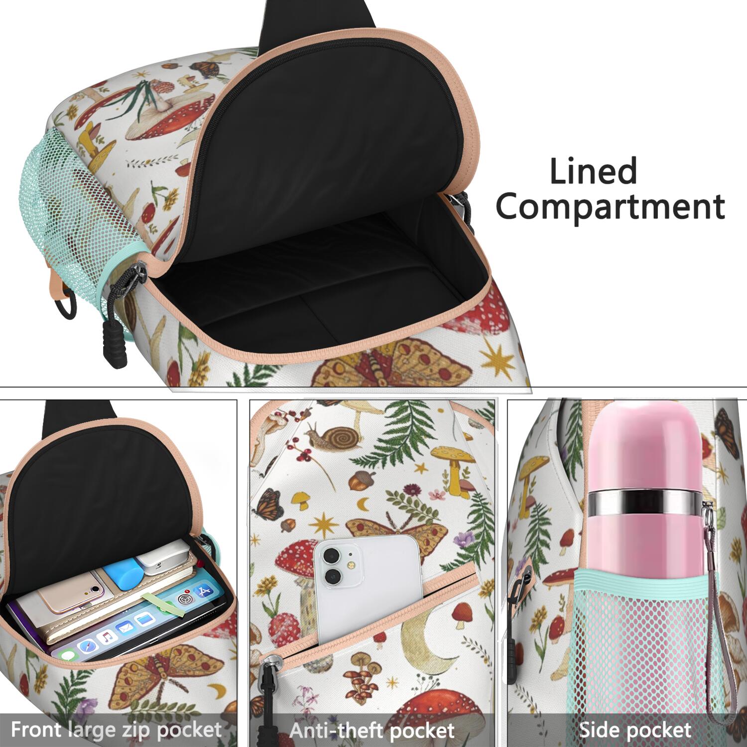 Colorful Weed Sling Bag for Men & Women - Durable Chest Bag with Secure Zippers for Biking & Urban Use - Hemp Leaf & Marijuana Leaf Aesthetic