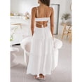 thumbnail image 3 of Summer Women Thin Shoulder Strap Sleeveless Side Slit Dress Bohemian Flowing Long Skirt, 3 of 6