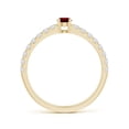 thumbnail image 2 of ANGARA Natural Classic Solitaire Ruby Promise Ring with Pave Diamonds in 14K Yellow Gold for Women (Size-3.5mm) | July Birthstone, Birthday, Anniversary, Jewelry Gift for Women | Natural Ruby Ring, 2 of 8