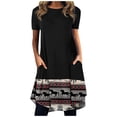 thumbnail image 2 of SMihono Robe d'Été Boho pour Femmes Grande Taille Mode Femmes Décontractée Col Rond Imprimé Manches Courtes Robe avec Poche, 2 of 5