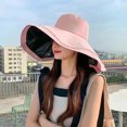 thumbnail image 4 of Women Wide Brim Bucket Hat UPF50+ Protection Travel Beach Sun Hat Fisherman hat UV Resistant Sunshade Hat (Pink), 4 of 5