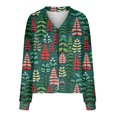 thumbnail image 6 of Women's Zip-Up Sweaters and Sweatshirts, Long Sleeve Oversized Jackets with Christmas Print, Soft Casual Loose Tunic Tops,Dark Green,XL, 6 of 6