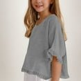 thumbnail image 5 of Summer T-Shirts for Girls Kids Crewneck Short Sleeve Tops Casual Loose Ruffle Shirts, 5 of 9