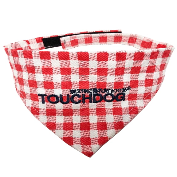 Touchdog 'Bad-to-the-Bone' Plaid Patterned Fashionable Velcro Bandana - Small / Red