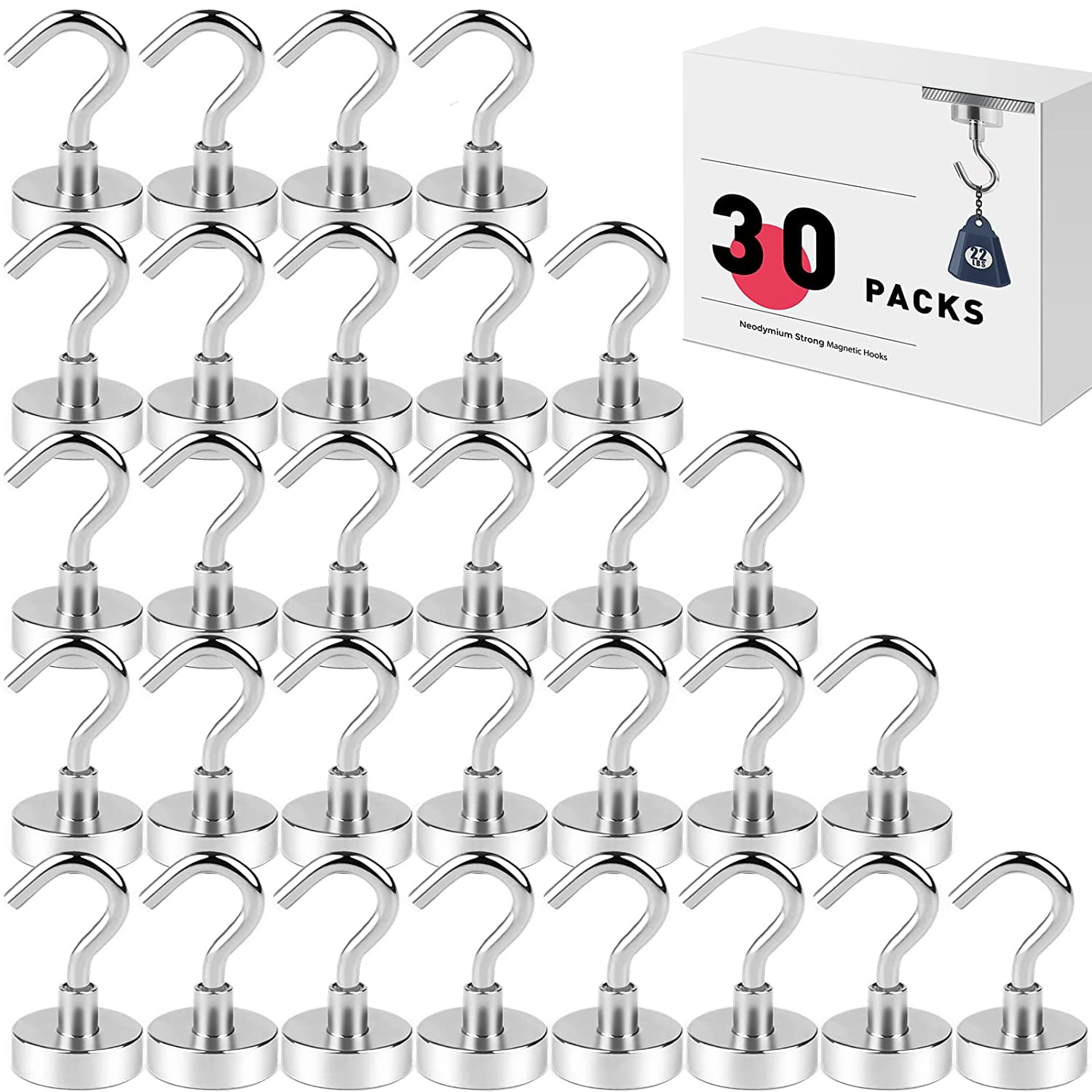DIYMAG Strong Hooks Heavy Duty, 22Lbs Rare Earth Hook