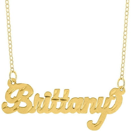 14K GOLD BRITTANY STYLE NAME PLATE WITH DIAMOND CUT (INCLUDES 18 FIGARO CHAIN)