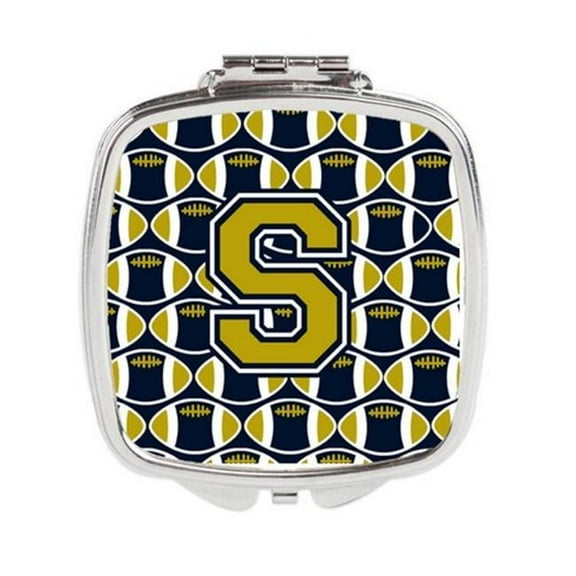 Carolines Treasures Letter S Football Blue & Gold Compact Mirror