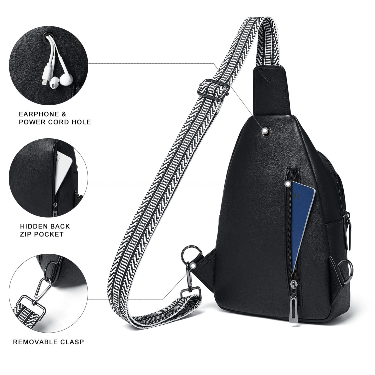 LATMAP  Crossbody Sling Bag, Anti-Theft Travel Chest & Belt Bag for Women and Men, Faux Leather