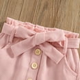 thumbnail image 5 of Toddler Girls Corduroy Skirt High Waist Button Front Belted Short Dress Elastic Waist Ruffle Skirt, 5 of 7
