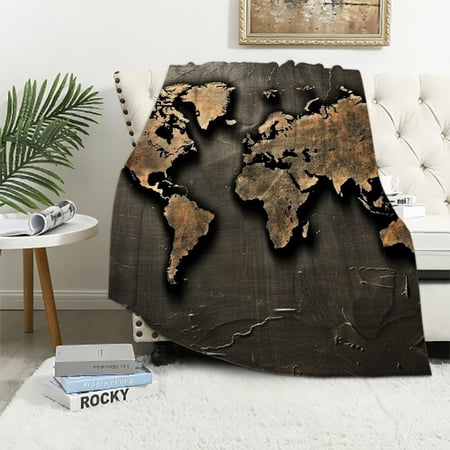 BCIIG World Map Warm Lightweight Blanket Soft Fleece Throw Blanket Living Rooms Sofa Decor Cow Gifts All Seasons Blanket 3 Sizes 50x60in