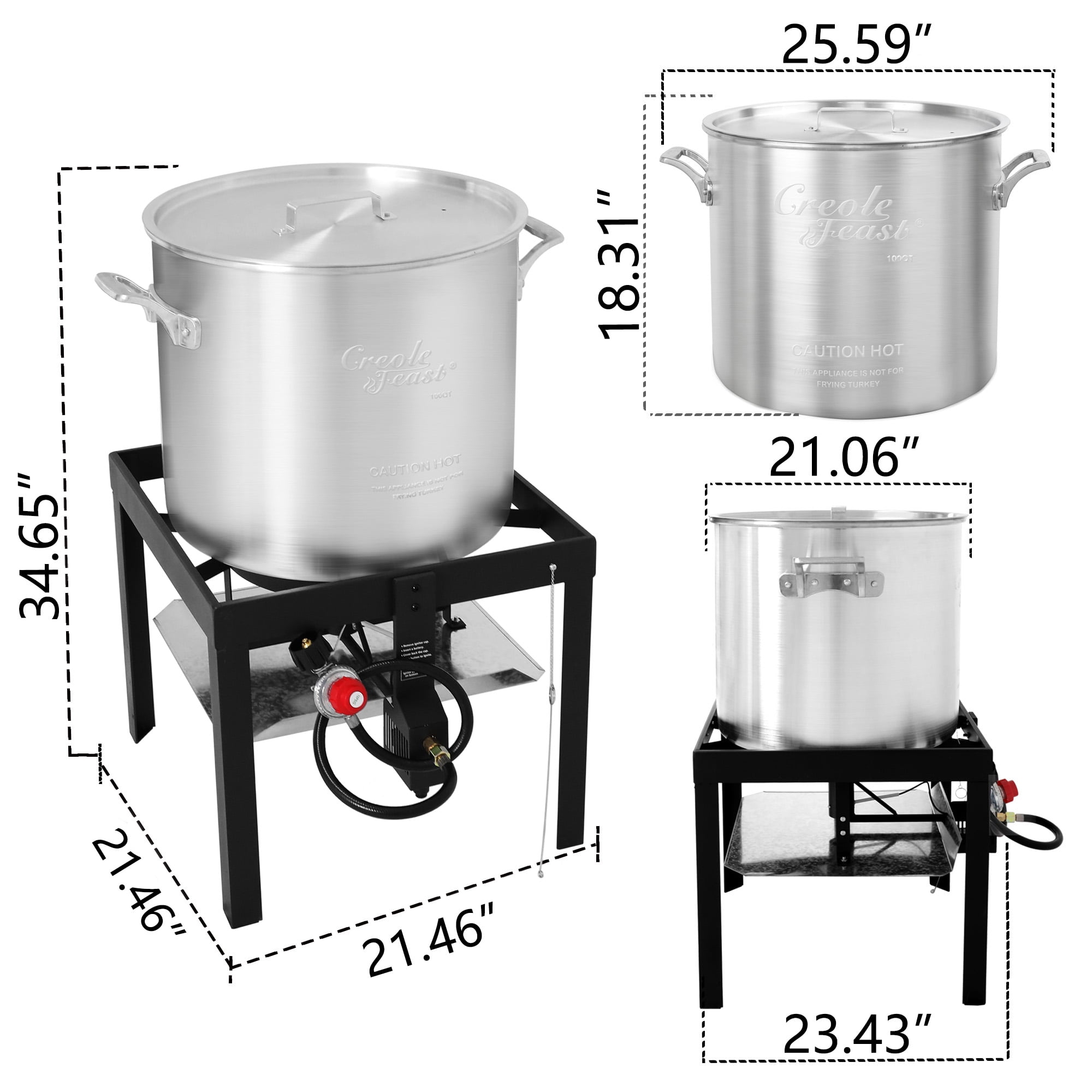 Creole Feast SBK1001, 100QT Gas Seafood Boiling Kit with Strainer for Large Gatherings
