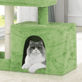 thumbnail image 4 of MoNiBloom 32" Cat Tree Tower with Leaf Design, Scratching Posts, Perch, Cat Cave and Hanging Ball for Indoor Cats, Lawn Green, 4 of 9
