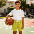 thumbnail image 6 of BLTIBY Girls Boys Athletic Shorts Casual Elastic Waist Drawstring Kids Summer Loose Versatile Workout Running Shorts with Pockets Green 5-6Years, 6 of 8