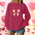 thumbnail image 1 of TaTaai Women's Valentine Bow Heart Print Sweatshirt, Cute Loose Pullover Top, Romantic Christmas Date Night Blouse, Soft Long Sleeve Casual Wear Gift, 1 of 4