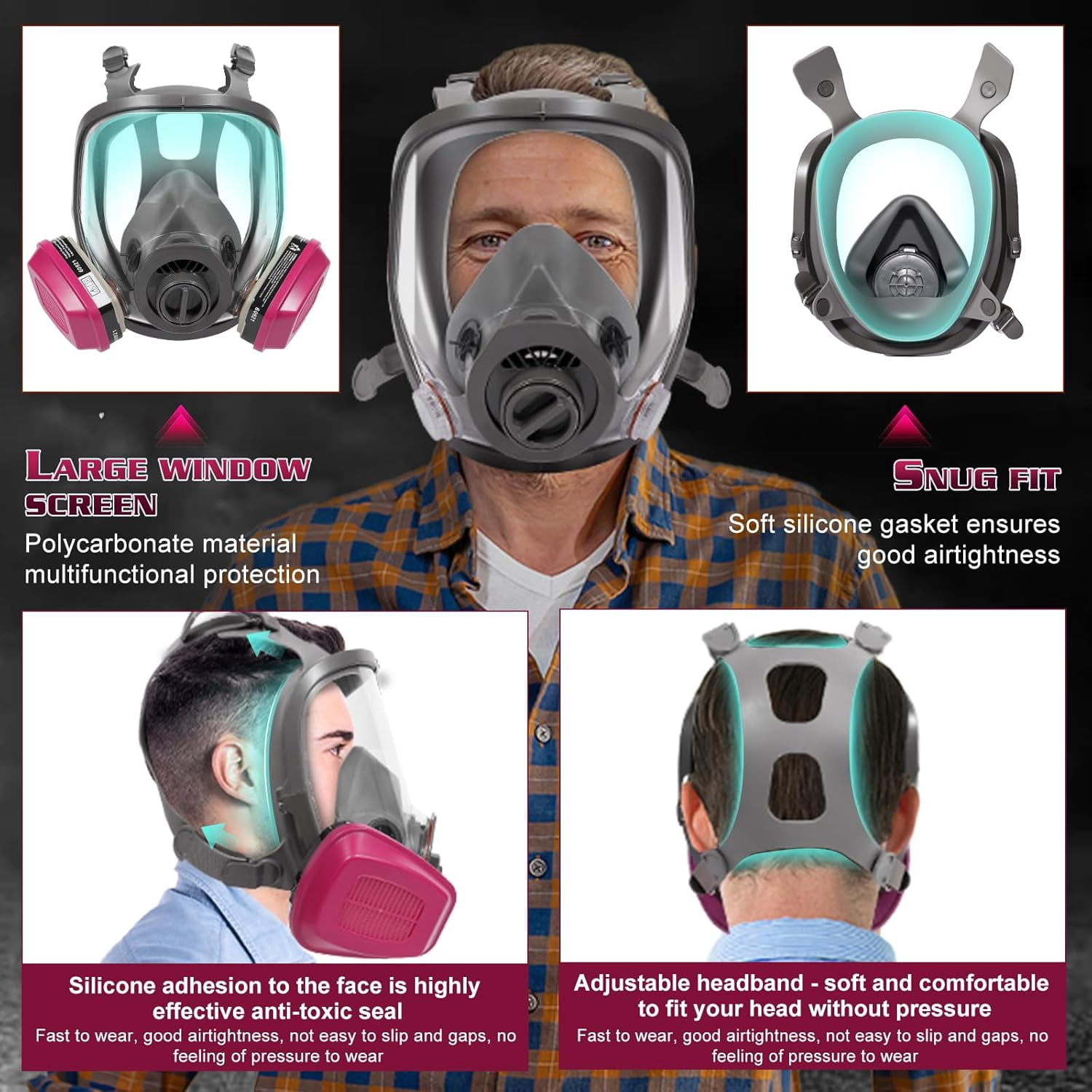 Full Face Respirator Gas Mask: 6800 Reusable Respirator Mask with  60921 & 2097 Filters - Dust Mask Anti Fog Against Organic Vapor Fumes Gases for Spray Paint Chemicals Epoxy Resin Welding Sanding