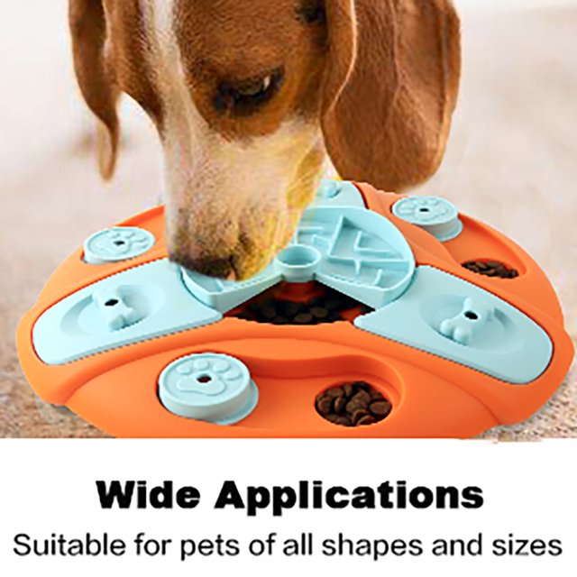 Juguetes de rompecabezas para perros alimentador lento para mascotas plato giratorio de alimentación lenta juguete (naranja rojo) JShteea Libre de BPA