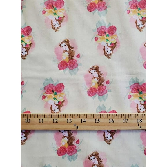 100% Cotton Fabric "Disney's Princess Belle holding a Rose " Print/45" Wide/ SBY