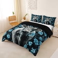thumbnail image 2 of jejeloiu Blue Rose Highland Cow Duvet Cover Set Kids,Floral Farm Print Bedding Full,Reversible,3pcs(No Comforter), 2 of 6
