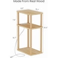 thumbnail image 2 of Solid Wood Side Table with Charging Station, 3-Tier Small End Table with USB Ports and Outlets, Narrow Couch Side Table, Skinny Nightstand Bedside Table for Small Spaces, Bedroom, Living Room, 2 of 8