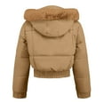 thumbnail image 6 of felwors Womens Trendy Winter Coat Lamb Fur Leather Cropped Lambswool Biker Jacket Lapel Zipper Bomber Aviator Coat Khaki, XL, 6 of 7