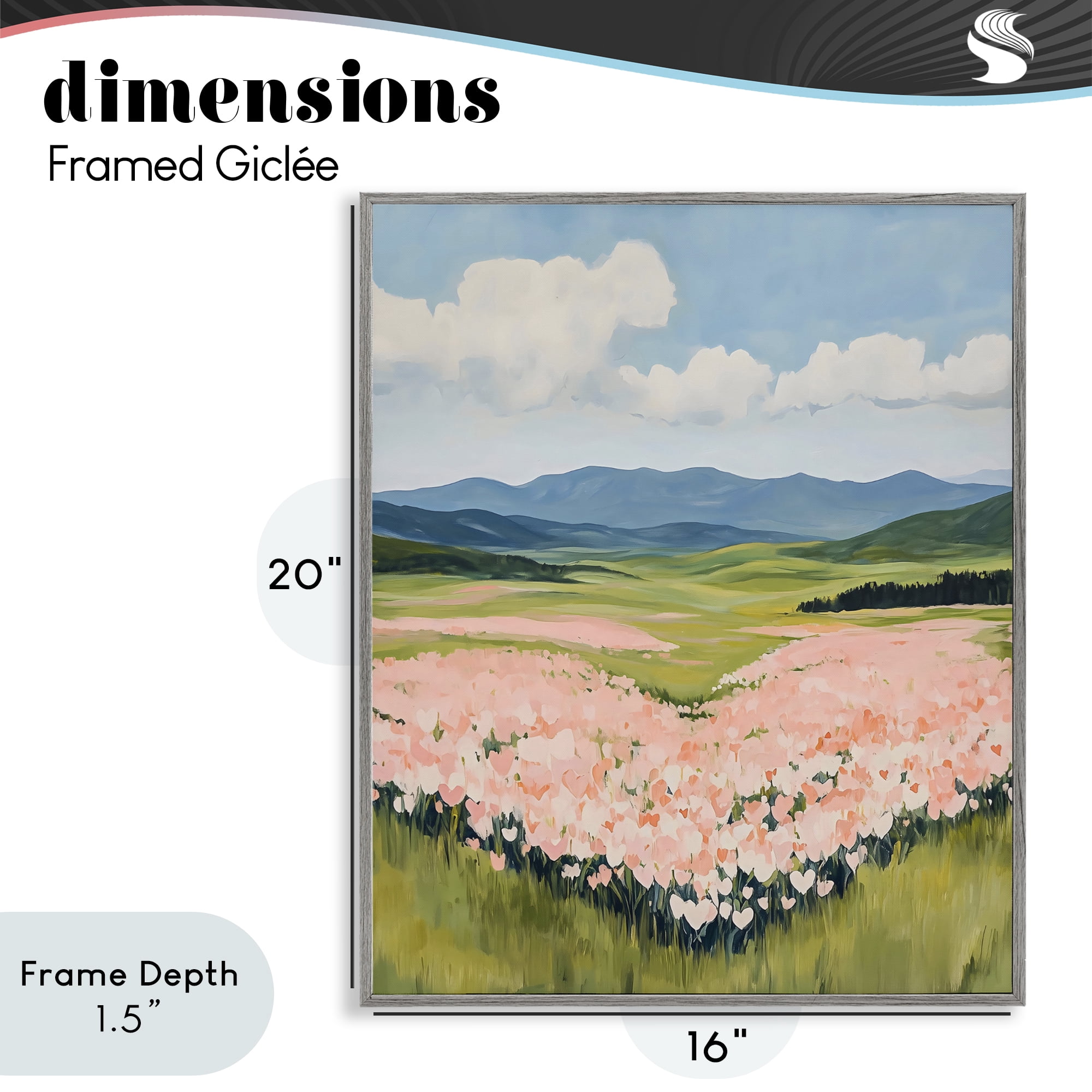 Stupell Industries Heart Shaped Flower Field Gray Framed Giclee Art, design by The Prints Vibe