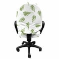 thumbnail image 3 of Botanical Office Chair Slipcover, Hand Drawn Philodendron Leaves Images in Repeating Design Monochrome Art, Protective Stretch Decorative Fabric Cover, Standard Size, Olive Green White, by Ambesonne, 3 of 5