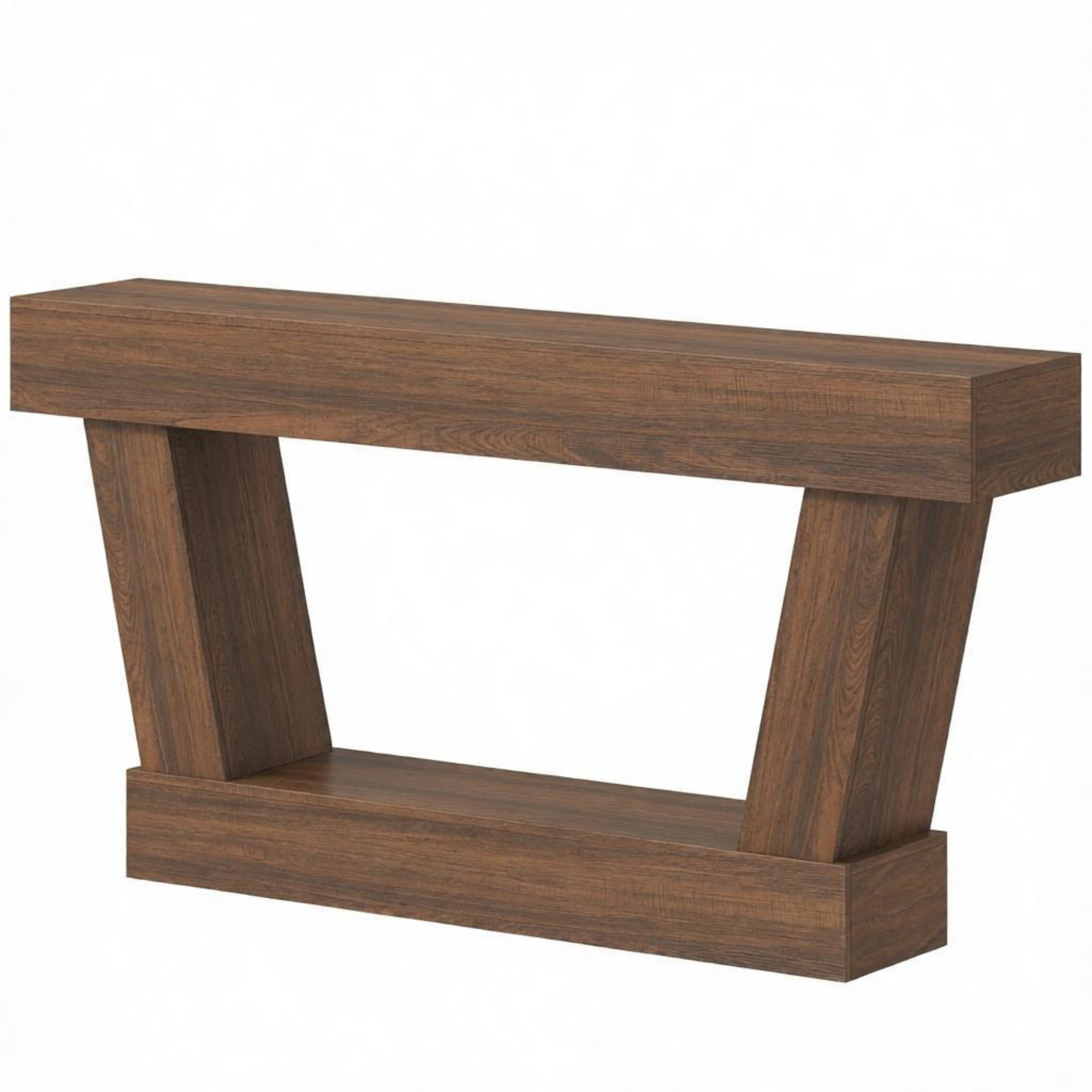 63" Vintage Entryway Console Table, Narrow Design, Open Shelf, for Living Room Space, Brown