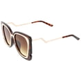 thumbnail image 4 of zeroUV Female Oversize Notched Frame Zigzag Temple Flat Lens Cat Eye Sunglasses 51mm (Tortoise-Gold / Amber) - 51mm, 4 of 5